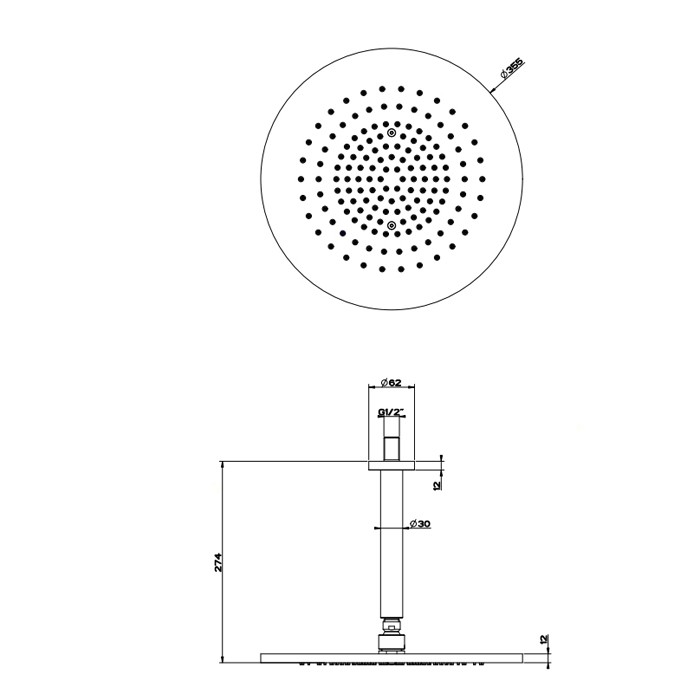 Душевая головка шарнирная для потолочного крепления на 1/2” с защитой от известкового налёта, высота 243мм, Gessi Shower316, шлифованная сталь арт. 54152#239