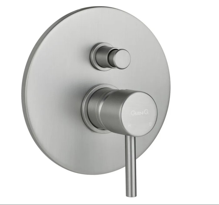 Встраиваемый смеситель для душа, однорычажный, с кнопкой-переключателем, Giulini Futuro, никель матовый арт. 6563NKO