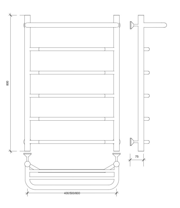 Полотенцесушитель водяной 80x40 Агата 1 СП (хром) Secado арт. 4603777444082