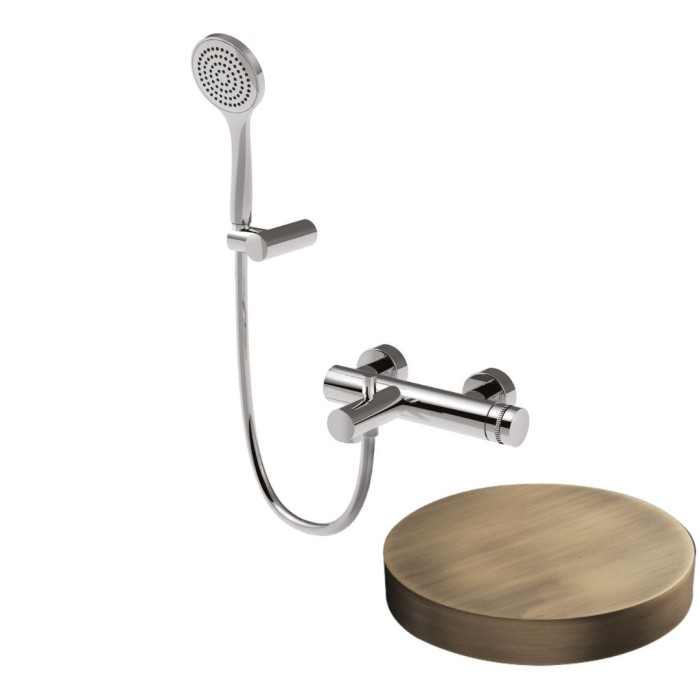 Смеситель для ванны, излив, ручной душ с держателем, Giulini My ring deluxe, бронза матовая арт. MR0001DLBROP