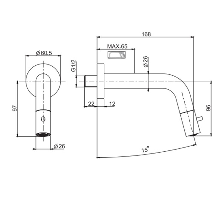 Fima Carlo Frattini Кран для раковины, 19,3см., настенный, для холодной воды, Collettivita, F3061CR цвет: хром