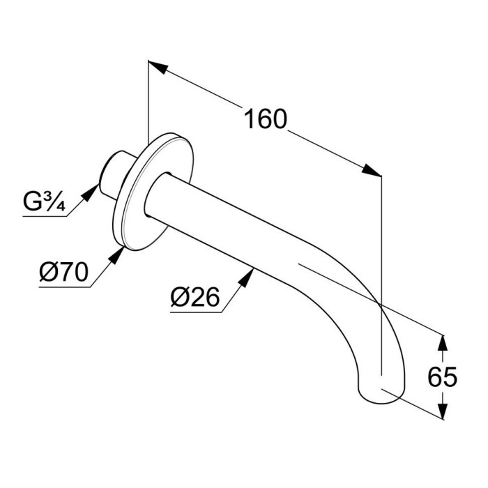 Излив для ванны dn20, bozz Kludi, хром - 3850505