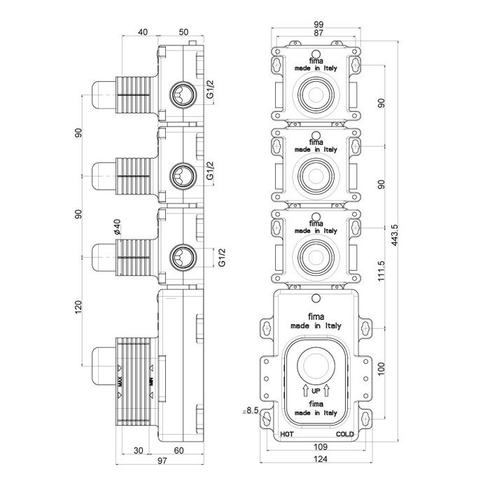 Fima Carlo Frattini Внутренняя часть для термостатического смесителя, Fimathermbox, F2463 цвет: