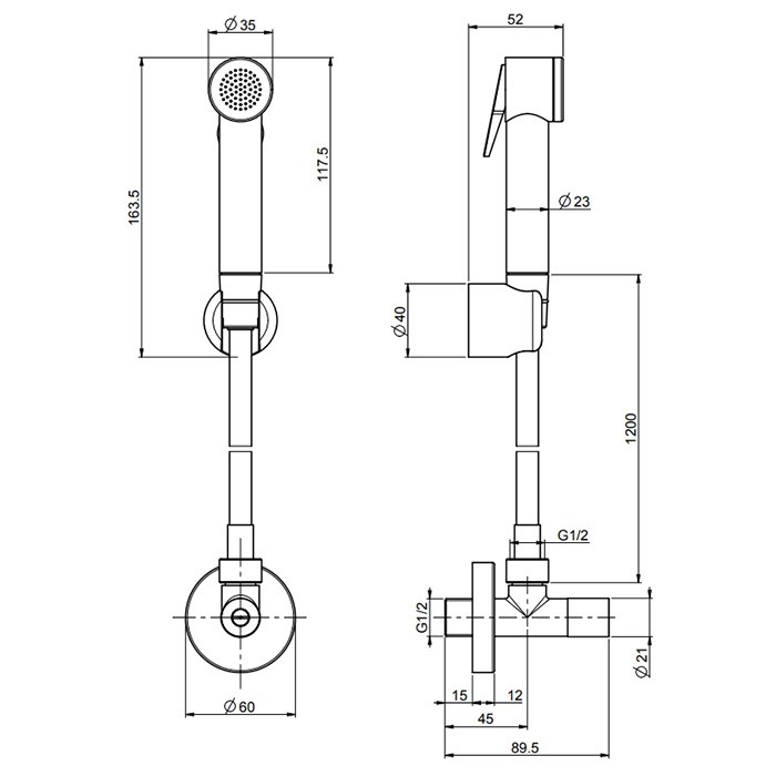 Fima Carlo Frattini Гигиенический душ, настенный, со шлангом 120см., Collettivita, F2454/7NOTNS цвет: черный