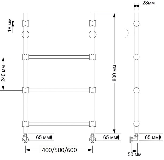 Полотенцесушитель водяной латунный 40x80 Флоренция 2 (бронза) Secado арт. 4603777460297
