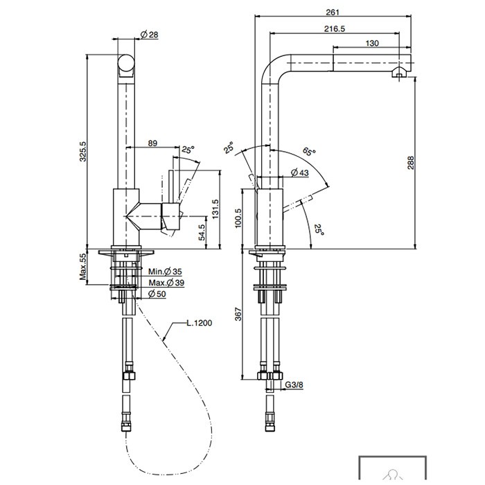 Fima Carlo Frattini Смеситель для кухни, на 1 отв., Kitchen, F7025/BINOX цвет: нержавеющая сталь