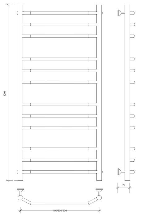 Полотенцесушитель водяной 100x50 Агата 3 (черный) Secado арт. 4673739223499