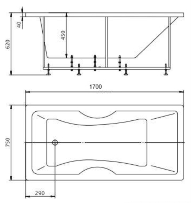 Ванна Феникс-170 гидромасс.ПН с фронтальным экраном (слив слева) Aquatek Феникс арт. FEN170-0000089