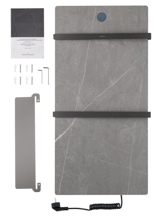 Полотенцесушитель электрический с каменной плитой Серый мрамор, Wonzon & Woghand Stuttgart, WW-A504G-GM цвет: графит