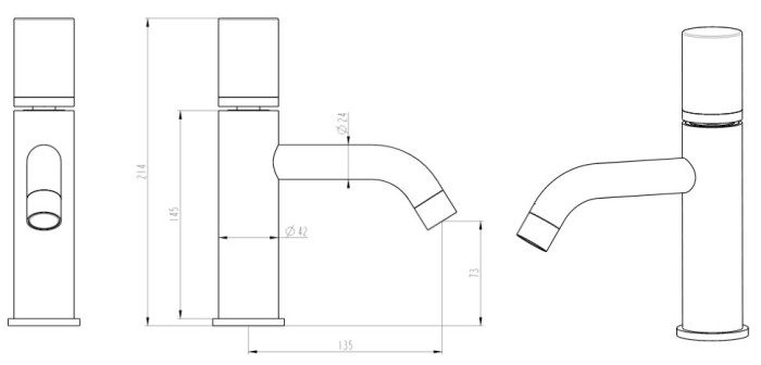 Смеситель для раковины, золото, Stick Boheme 121-GCR