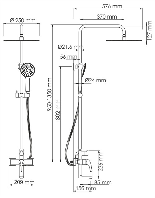 Душевая система со смесителем WasserKRAFT арт. A17101