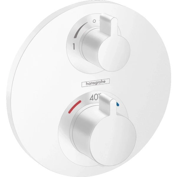 Термостат для душа скрытого монтажа на 2 потребителя, Hansgrohe Ecostat S, белый арт. 15758700