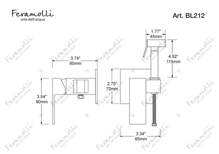Гигиенический душ, черный, Cubo Feramolli - BL212
