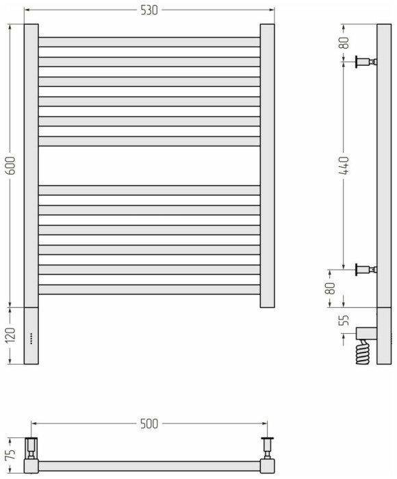 Сунержа Электрический полотенцесушитель 1000x300, Модус 3.0, 03-5700-6050 цвет: золото