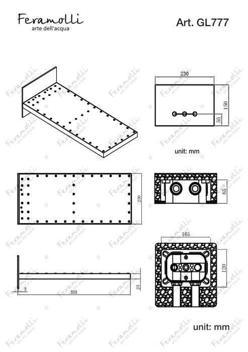 Верхний душ на два потока, золото, Tropicale Feramolli - GL777