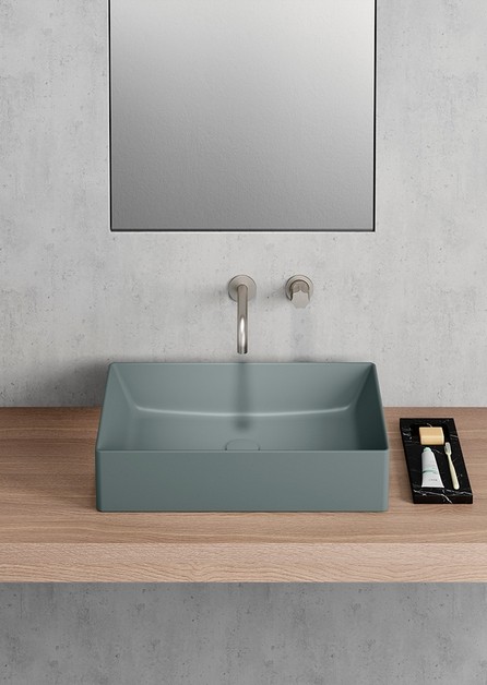 Раковина накладная 60х37х13 см, санфаянс, серый матовый, Kube-x GSI арт. 945304