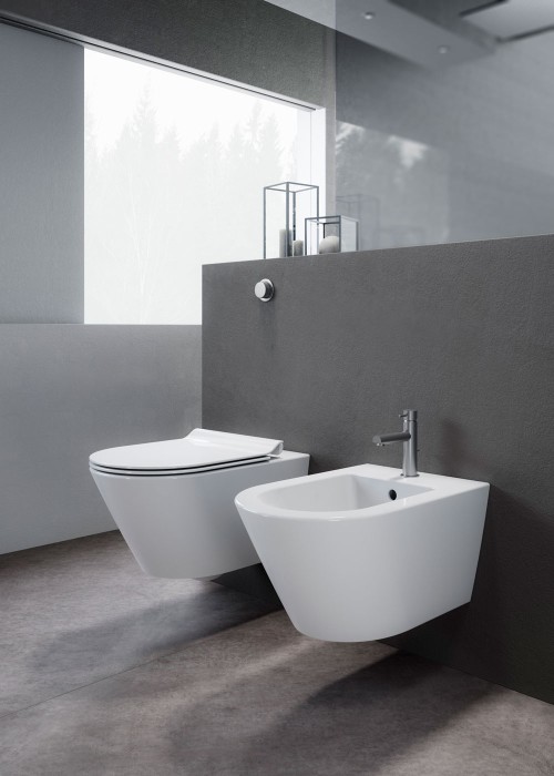 Унитаз подвесной GSI Kube X 55х36см безободковый, с микролифтом, система смыва swirlflush, цвет белый арт. 941511