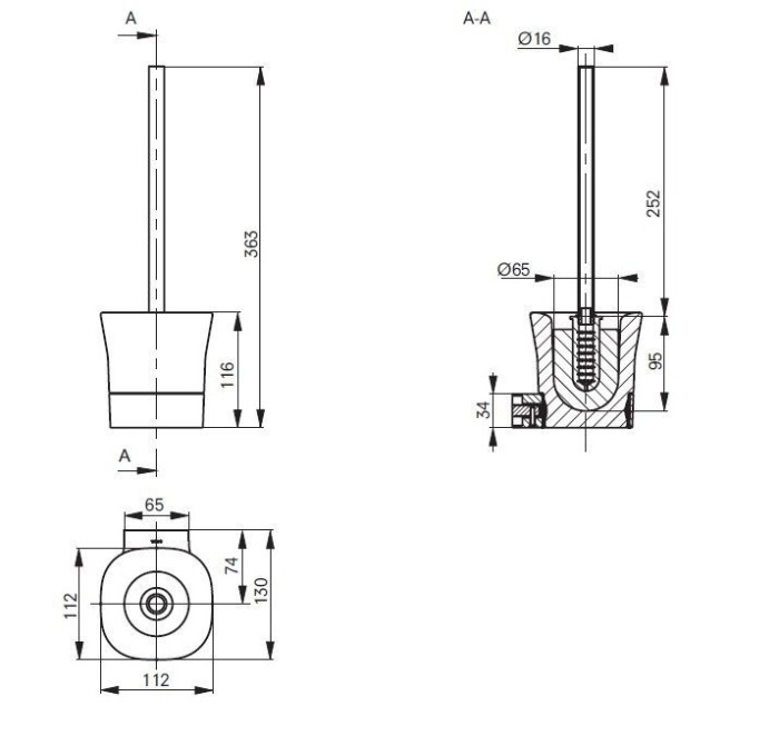 Ерш для унитаза, настенный, MH TOTO, YA10275U цвет: хром