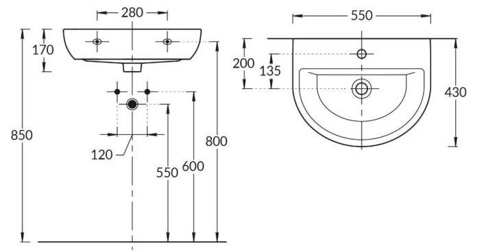 Раковина 55x48см, Bungiorno Kerama Marazzi, белый - BG.wb.55