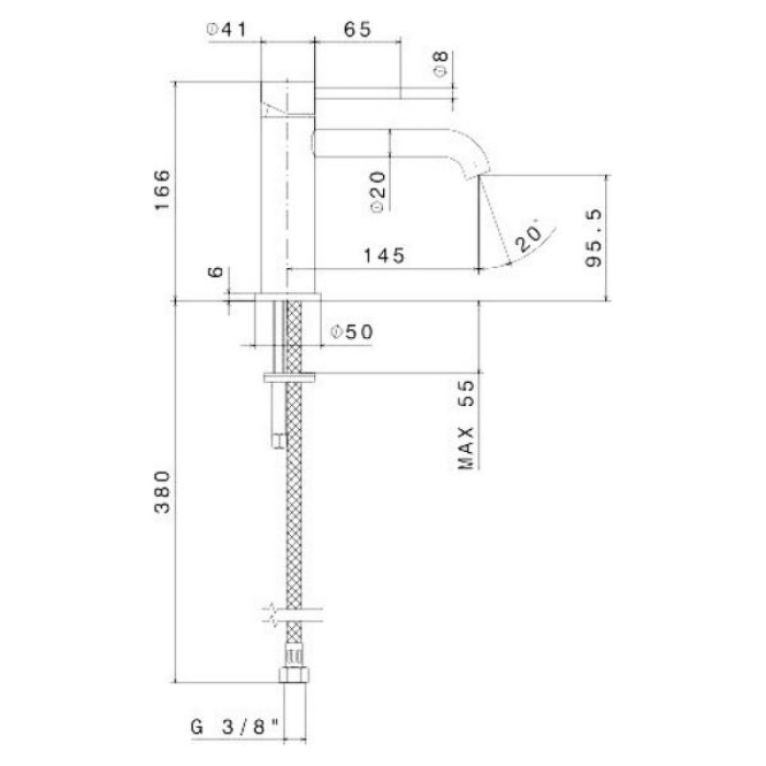 Смеситель для раковины без донного клапана, Eterna Kerama Marazzi, медь - 69612XKM.59.067
