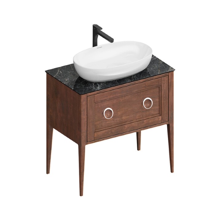 Тумба напольная 1+1 ящик 80см, Plaza classic Kerama Marazzi, коричневый - PL.CN.80.1+1\NUT.M