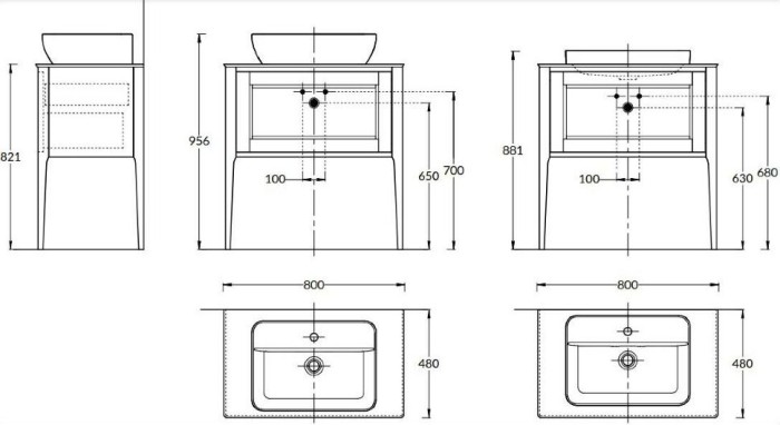 Тумба напольная 1+1 ящик 80см, Plaza classic Kerama Marazzi, коричневый - PL.CN.80.1+1\NUT.M