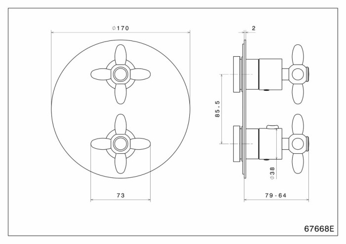 Встраиваемый термостатический смеситель для душа с регулировкой температуры, MUSE Kerama Marazzi, бронза - 67668EKM.31.023