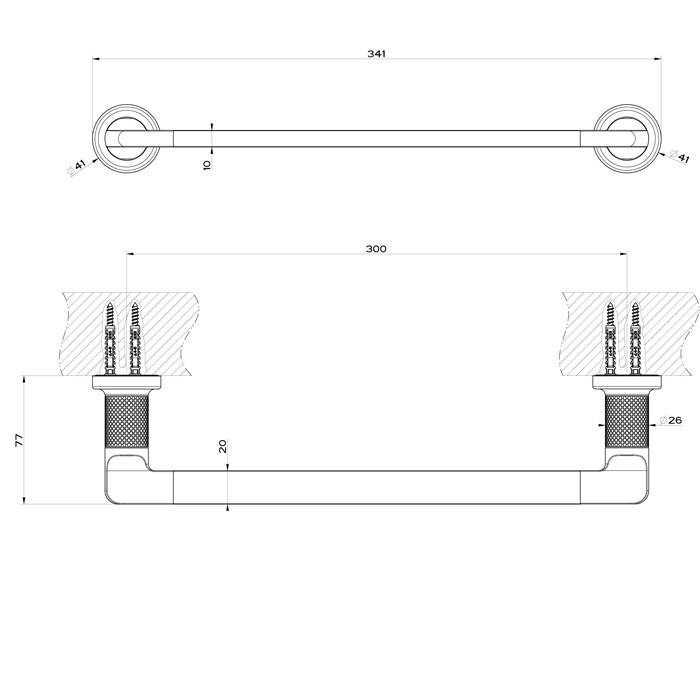 Полотенцедержатель, 30 см. подвесной, Gessi Inciso, black xl арт. 58497#299