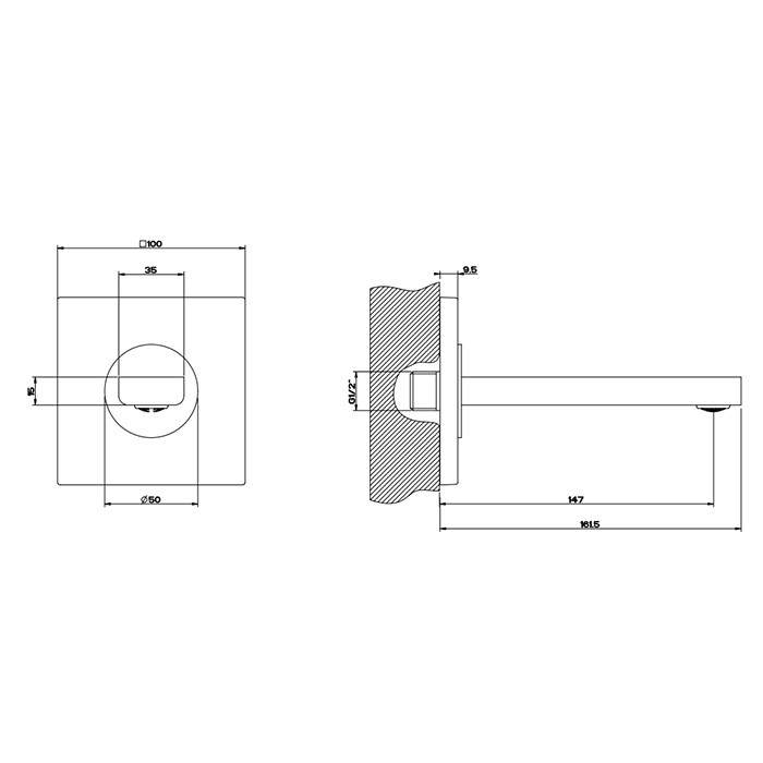 Настенный излив короткий, комбинируемый с удаленным управлением, Gessi Emporio Via manzoni, хром арт. 38701#031