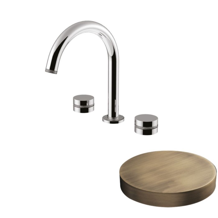 Смеситель для раковины на 3 отверстия, поворотный излив, без донного клапана, Giulini My ring deluxe, бронза матовая арт. MR112/SCDLBROP