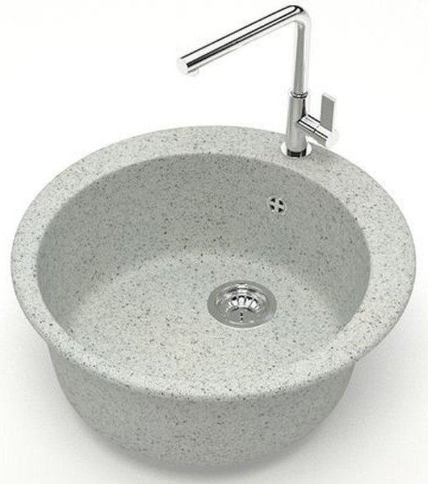 Кухонная мойка Vital 507x507x200 искусственный мрамор, светло серая, Azario Vital - CS00078348