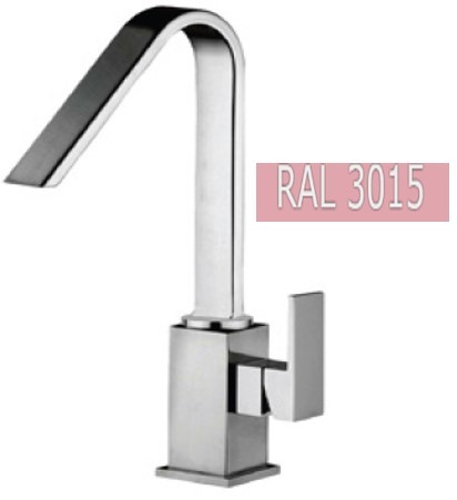 Смеситель для раковины однорычажный, высокий плоский излив, с аэратором, без сливного гарнитура, Giulini Pablolux, RAL3015glossy арт. 9827/SCPCCRAL3015glossy