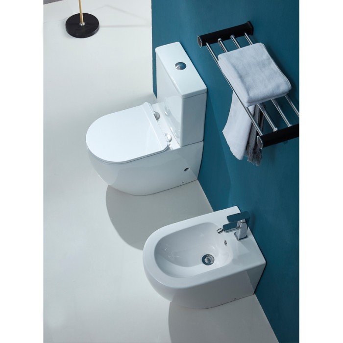 Унитаз-компакт 670x380x850 напольный, безободковый, с бачком и сиденьем микролифт, Azario Maro арт. AZ-2125