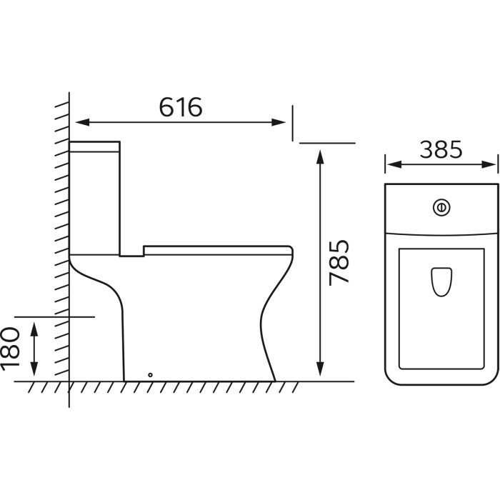 Унитаз-компакт 385х616х785 напольный, безободковый, с быстросъемным сиденьем микролифт, Azario Nigel арт. AZ-55