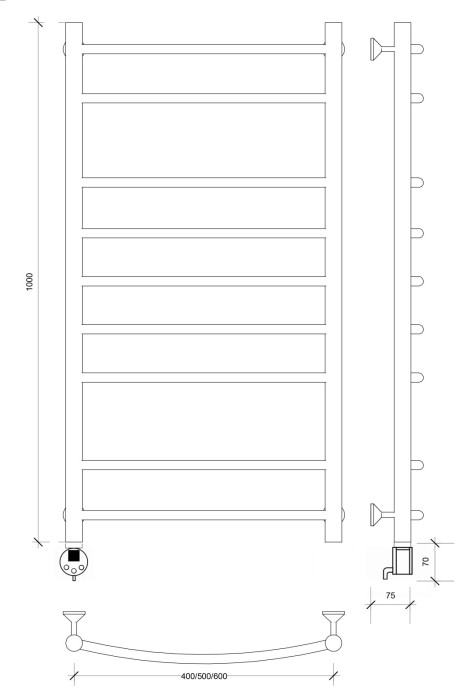 Полотенцесушитель электрический 100x50 Милан 2 Secado арт. 4673739238226