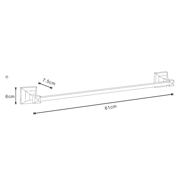 Полотенцедержатель трубчатый одинарный 60 см, черный матовый, Azario Altre - AZ-96001B