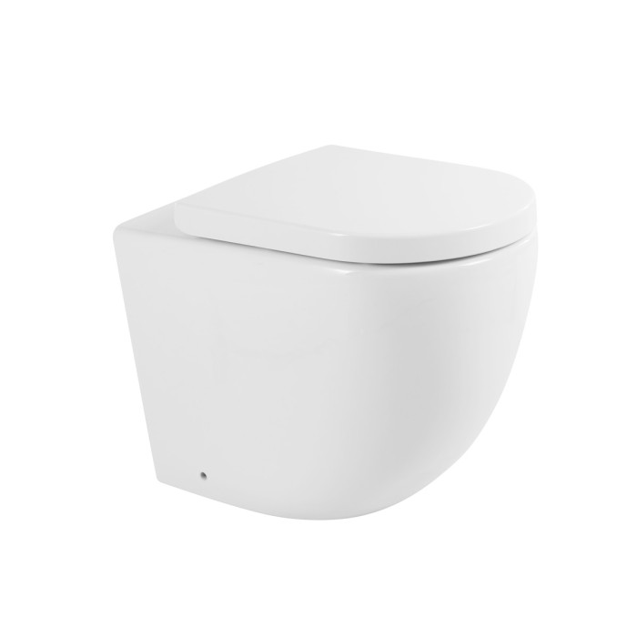 Пристенный унитаз, безободковый, BelBagno, белый глянцевый, SFERA-R арт. BB2141CBR/BB865SC