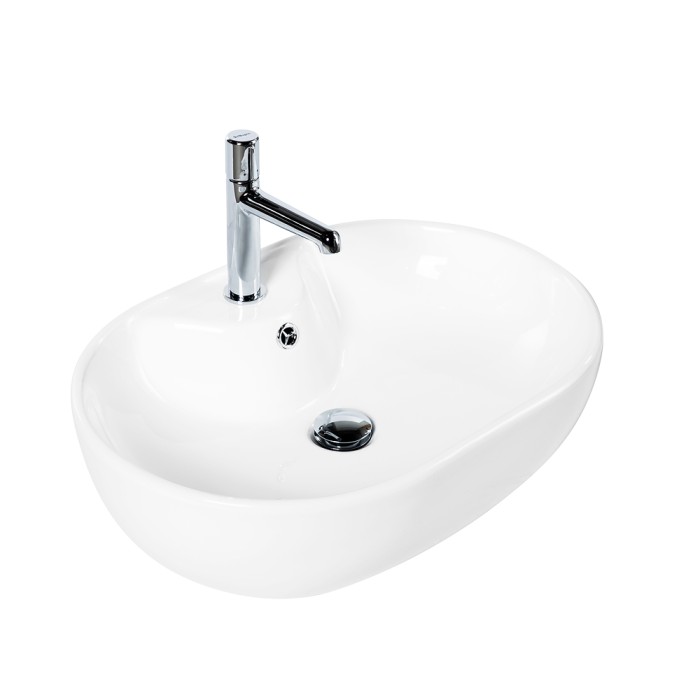 Раковина накладная керамическая 600x430x160, овальная, BelBagno, глянцевый белый арт. BB1151