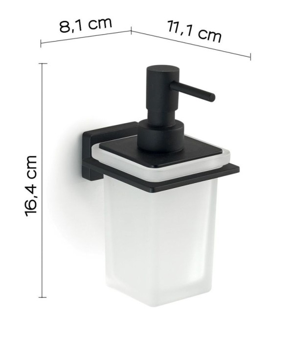 Настенный стеклянный дозатор c металлической помпой Atena Gedy, 4481(14) цвет: черный