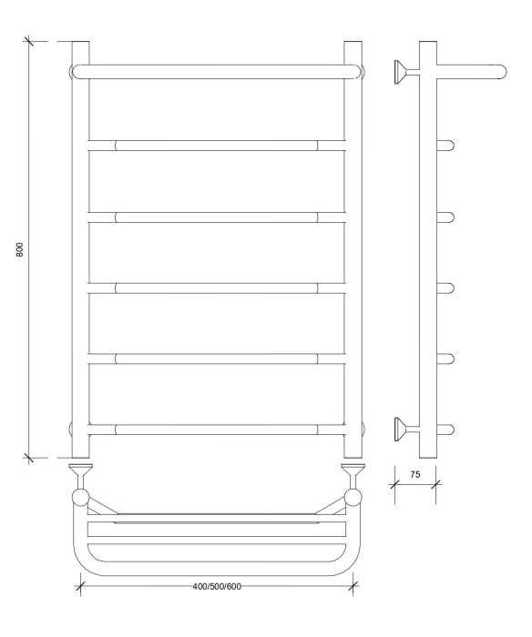 Полотенцесушитель водяной 80x50 Агата 1 СП (хром) Secado арт. 4603759402246