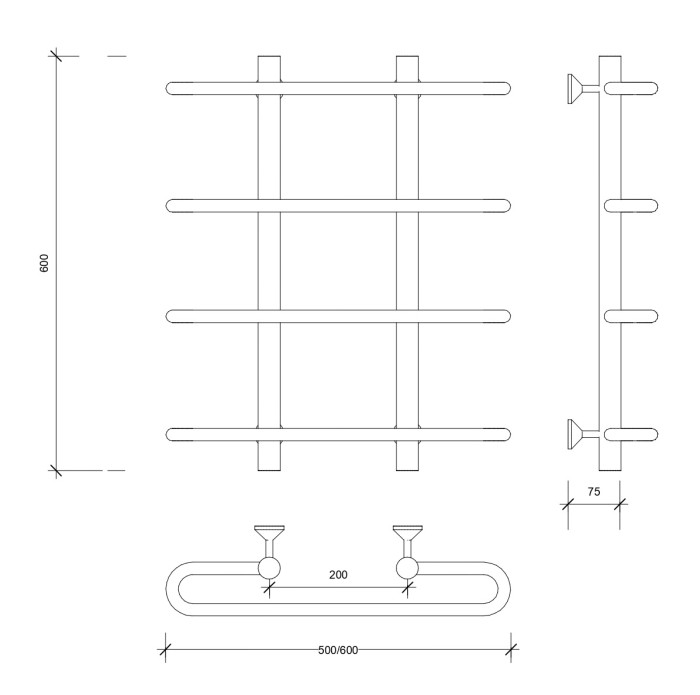 Полотенцесушитель водяной 60x20x60 Венеция 1 (хром) Secado арт. 4603777446314