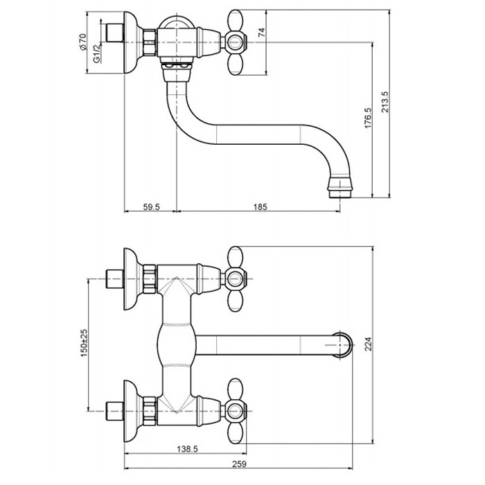 Fima Carlo Frattini Смеситель настенного монтажа на 3 отверстия, Kitchen, F5006CR цвет: хром