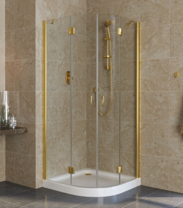 Душевой уголок Vegas Glass AFS LUX 80х80х189,5см стекло прозрачное 6мм, профиль золото арт.  AFS LUX 80 09 01