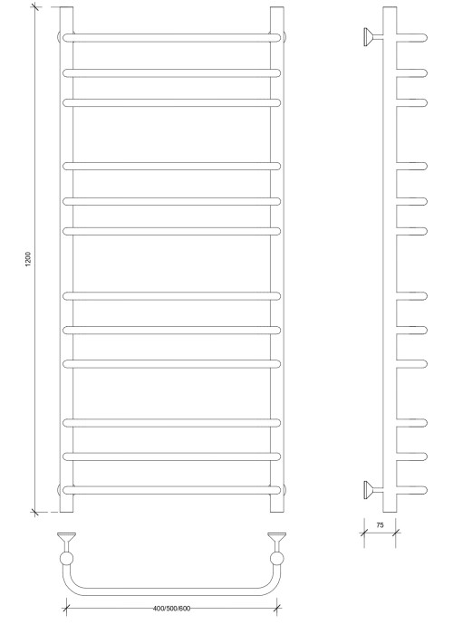 Полотенцесушитель водяной 120x50 Мерида 3 (хром) Secado арт. 4603759406121