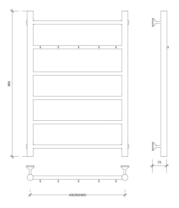 Полотенцесушитель водяной 80x50 Триада 1 К (хром) Secado арт. 4603759403724
