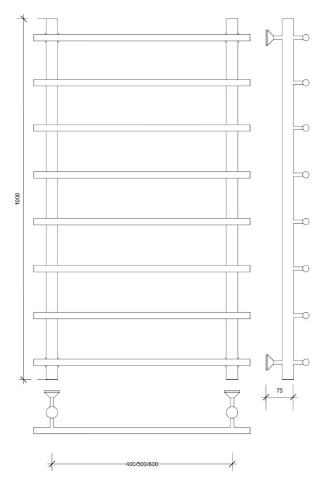 Полотенцесушитель водяной 100x60x70 Турин 1 (хром) Secado арт. 4603777446765