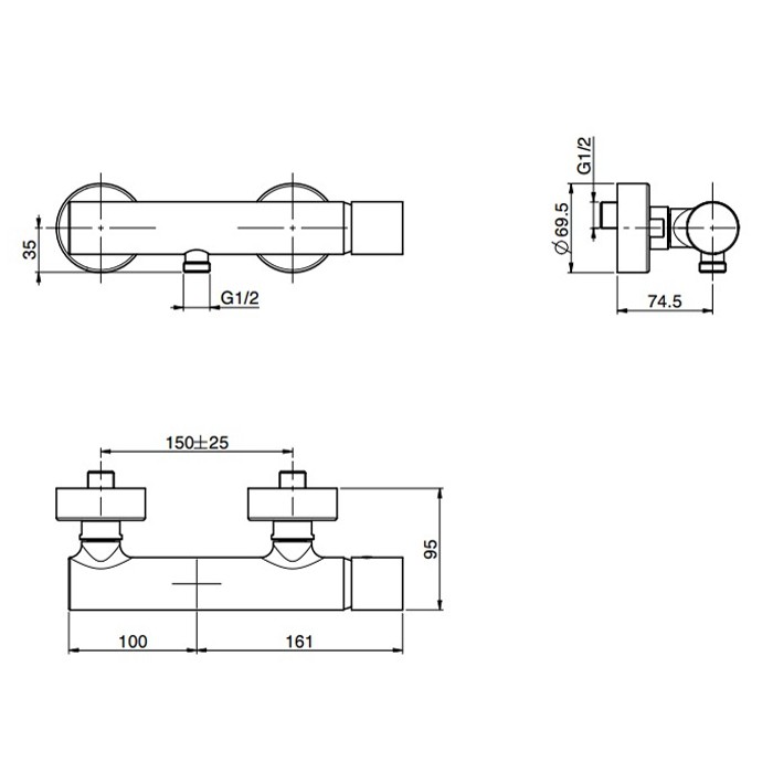 Fima Carlo Frattini Смеситель дл я душа внешнего монтажа без душевого комплекта, Nomos go, F4165/1CR цвет: хром