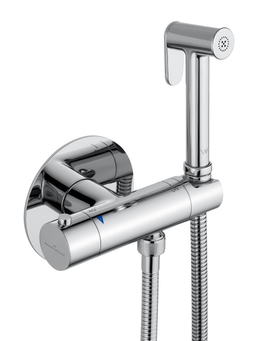 Смеситель с гигиеническим душем и термостатом встраиваемый, Wonzon & Woghand, WW-88819902-CR цвет: хром
