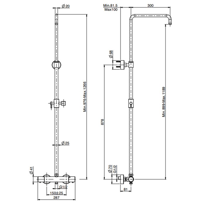 Fima Carlo Frattini Душевая стойка: смеситель для душа, термостатический, внешнего монтажа, с душевой стойкой, Wellness, F4285SCR цвет: хром