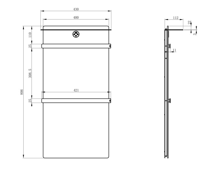 Полотенцесушитель электрический с каменной плитой Черный мрамор, Wonzon & Woghand Stuttgart, WW-A504-BG цвет: золото